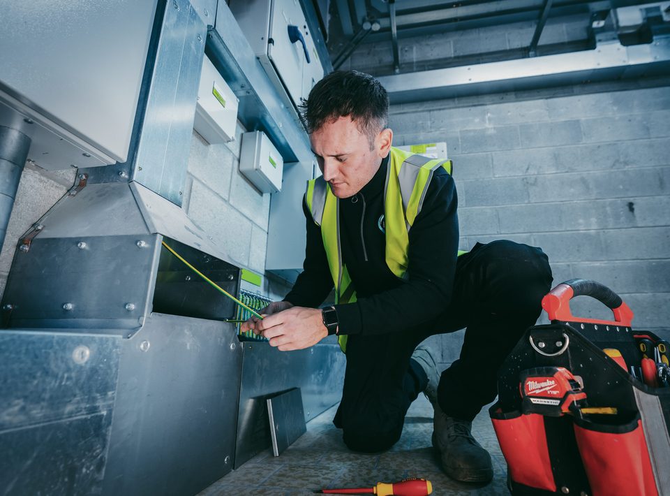 An Irwin M&E engineer working on site